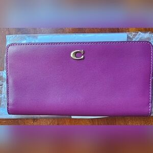 Coach Slim Accordion Zip Wallet Deep Plum